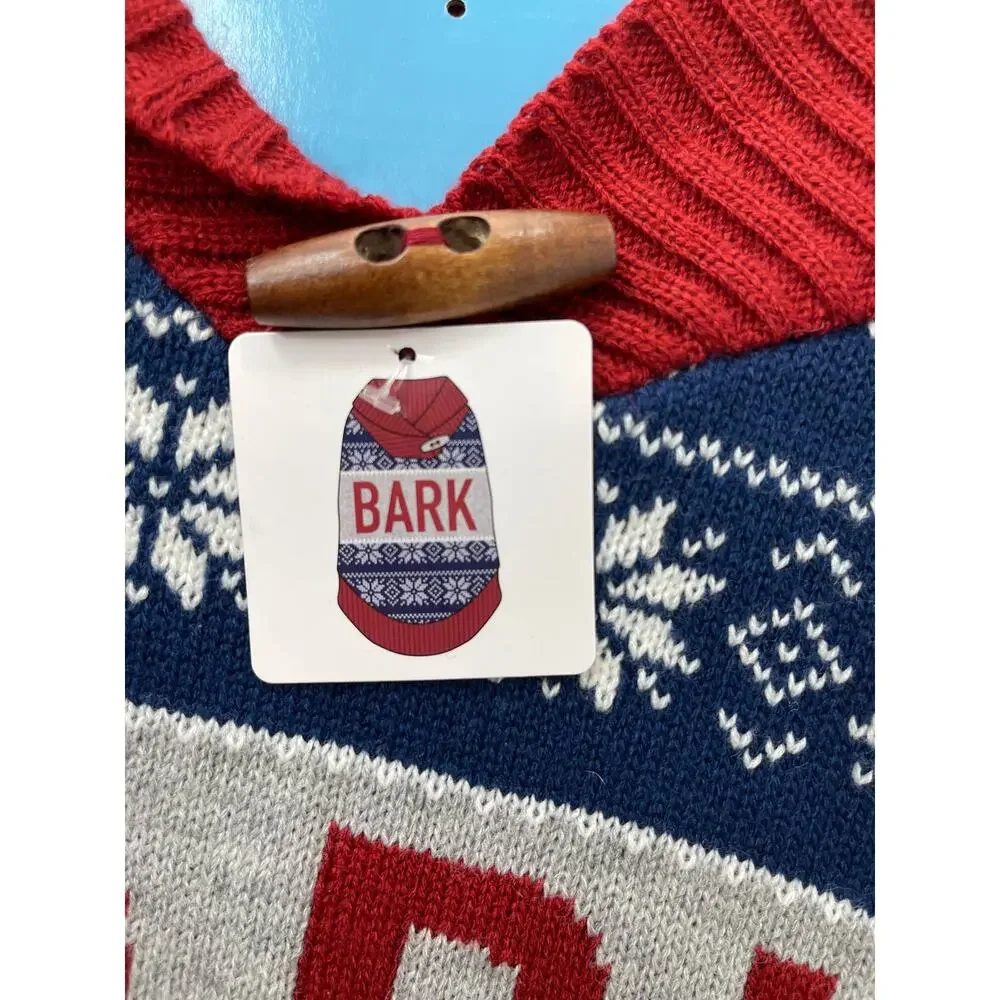 Vibrant Life Dog Pet Sweater Snowflake Pull on Red Bark Blue Medium NEW *READ*